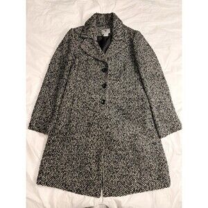 Women’s Trench Coat Worthington Black & White Pattern Button Trench Coat Size S